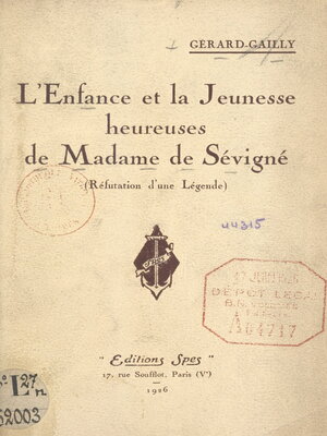 cover image of L'enfance et la jeunesse heureuses de Madame de Sévigné